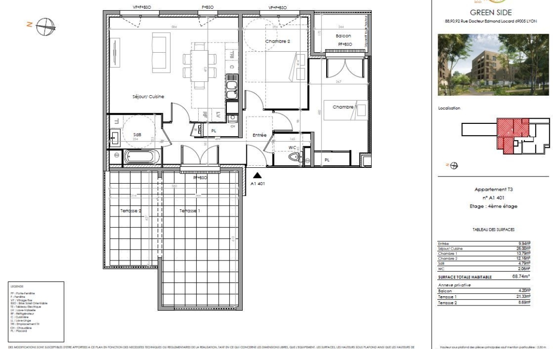 IMMOBILIERE DE FRANCE : Appartement | LYON (69005) | 70 m2 | 365 000 € 